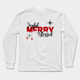 Joyful, Merry, Blessed, Christmas Long Sleeve T-Shirt